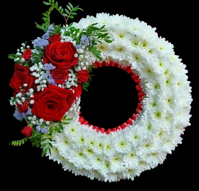 Funeral wreath white and red